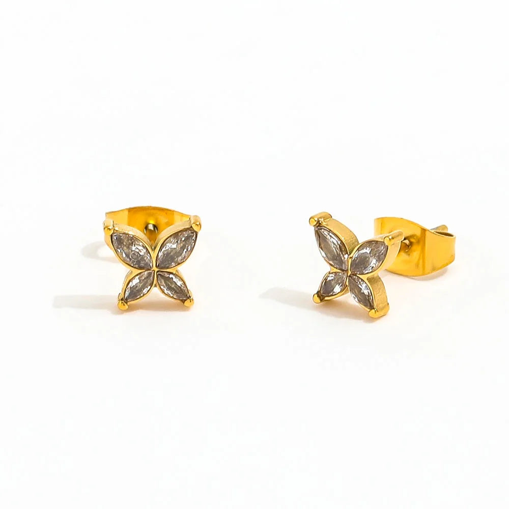 Fenny High End Mini Luxury Dainty Zirconia Butterfly Stud Earring for Women Wholesale Stainless Steel Ladies Jewelry