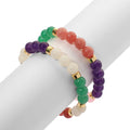 8MM Good Luck Natural Gemstone Bead Stretch Bracelet Bohemia Pink Crystal Amethyst Handmade DIY Beaded Charm Bracelet for Women