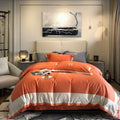 OEM Luxury Orange Comforter Cover Solid Color Bed Sheet 100% Cotton Gray Pillow Cover Home Textile Bedding Sets Supplier