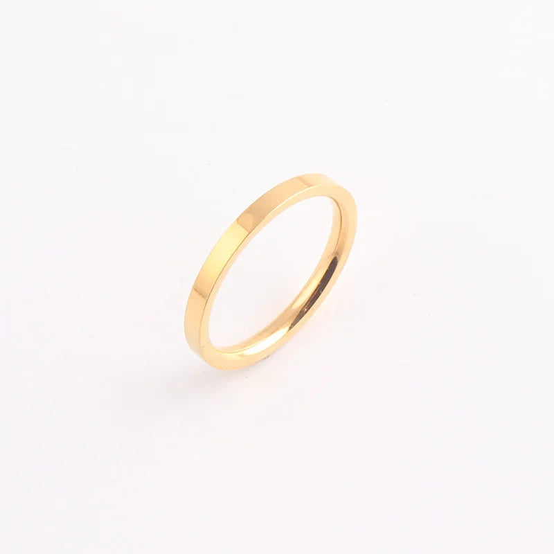 Dark Luxury 2mm IP Gold Plated Unisex Name Rings Classic Style Stainless Steel Inlay Jewelry Customizable Set Party Occasions