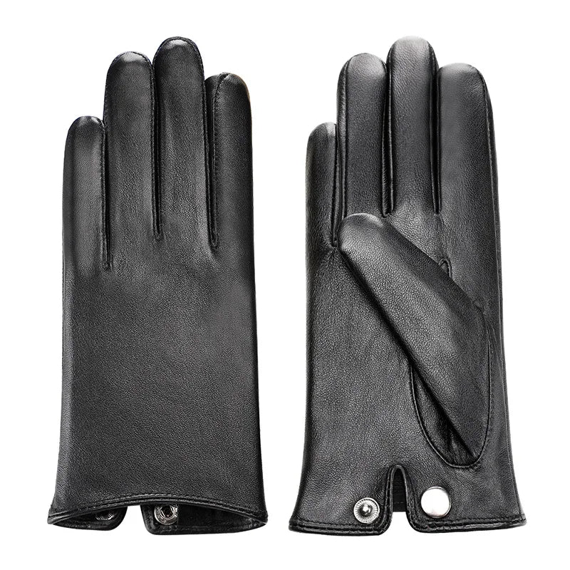 Hot Selling Full Finger Touch Screen Car Driving Winter Black Genuine Leather Women Gloves