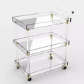 Acrylic Lucite Bar Cart Serving Trolley Transparent Eco-friendly Light Luxury Custom Modern Design Dining Hotel Living Room