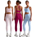 Double Brushed Yoga Set Sports Bra & High Waisted Leggings No Front Seam 75 Nylon 25 Spandex Womens Activewear Wholesale