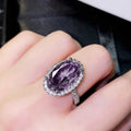 CAOSHI Shining CZ Vintage 4 Claws Oval Shape Eternity Jewelry Women Engagement Wedding Big Purple Crystal Silver Color Rings