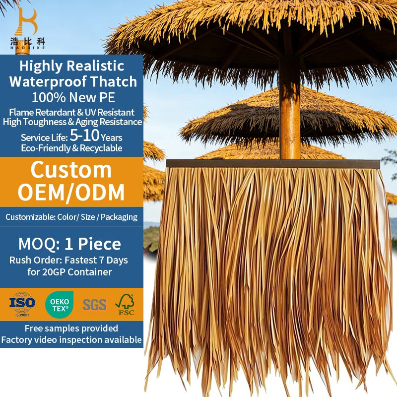 Free Tools Handmade Umbrella Roof Tiki Bar Palm Leaf Artificial Synthetic Thatch