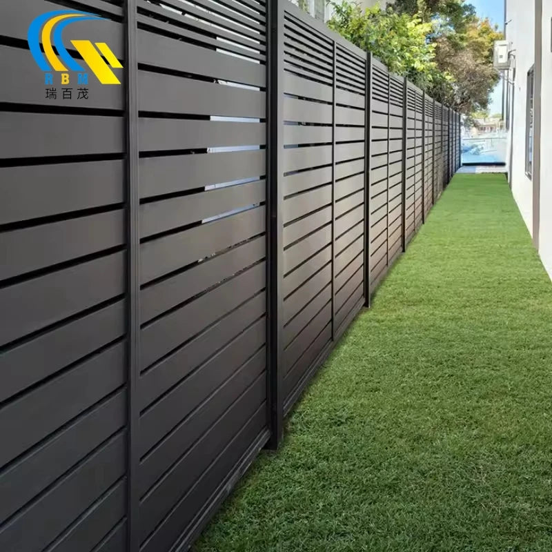 Modern Design Modular Fences Aluminum Metal Horizontal Yard Privacy Slat Fencing Panels Outdoor Garden Fence