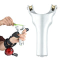 Dual Purpose Fast Fishing Pulley Slingshot Metal Outdoor Hunting and Shooting Fishing Tools Leather Belt Fish Dart Reel Catapult
