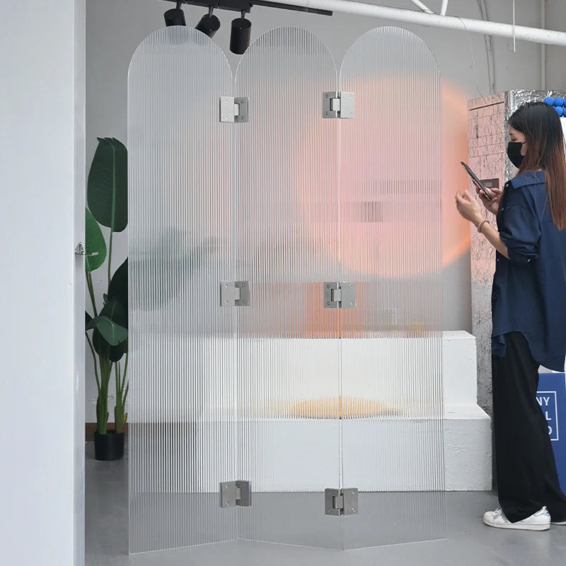 Ripples Acrylic Screen Barrier Coffee Shop Interior Decoration Clothing Store Translucent Plexiglass Mobile Folding Partition