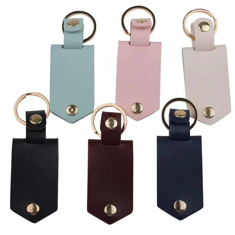 PU Leather Aluminum Alloy Keyrings DIY Transfer Sticker Car Key Strap Waist Wallet KeyChains Charm Pendant Keychain
