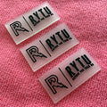 Square Sport Suits Transparent Rubber Labelhigh Quality Embossed logo clear PVC Label With Sewing Slots