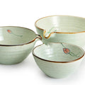 Flower Design Handmade Matcha Whisk Holder and Bowl with Spout Transmutation Glazed Dark Speckle Ink Effect Ceramic Matcha Set
