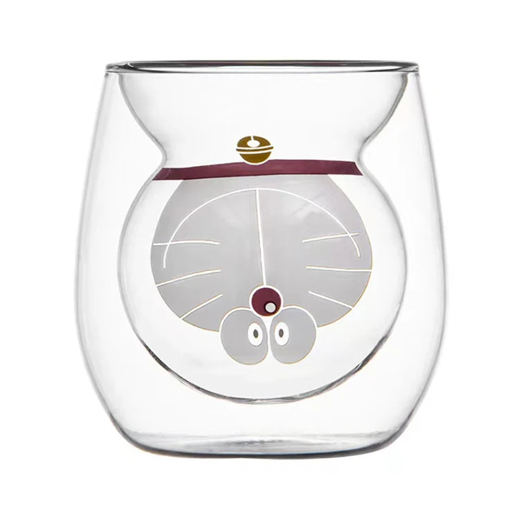 Personalized Doraemon Shape Double Wall Glass Cup BPA Free & Heat Resistant 200ml for Coffee Milk Tea & Juice-for Giveaways