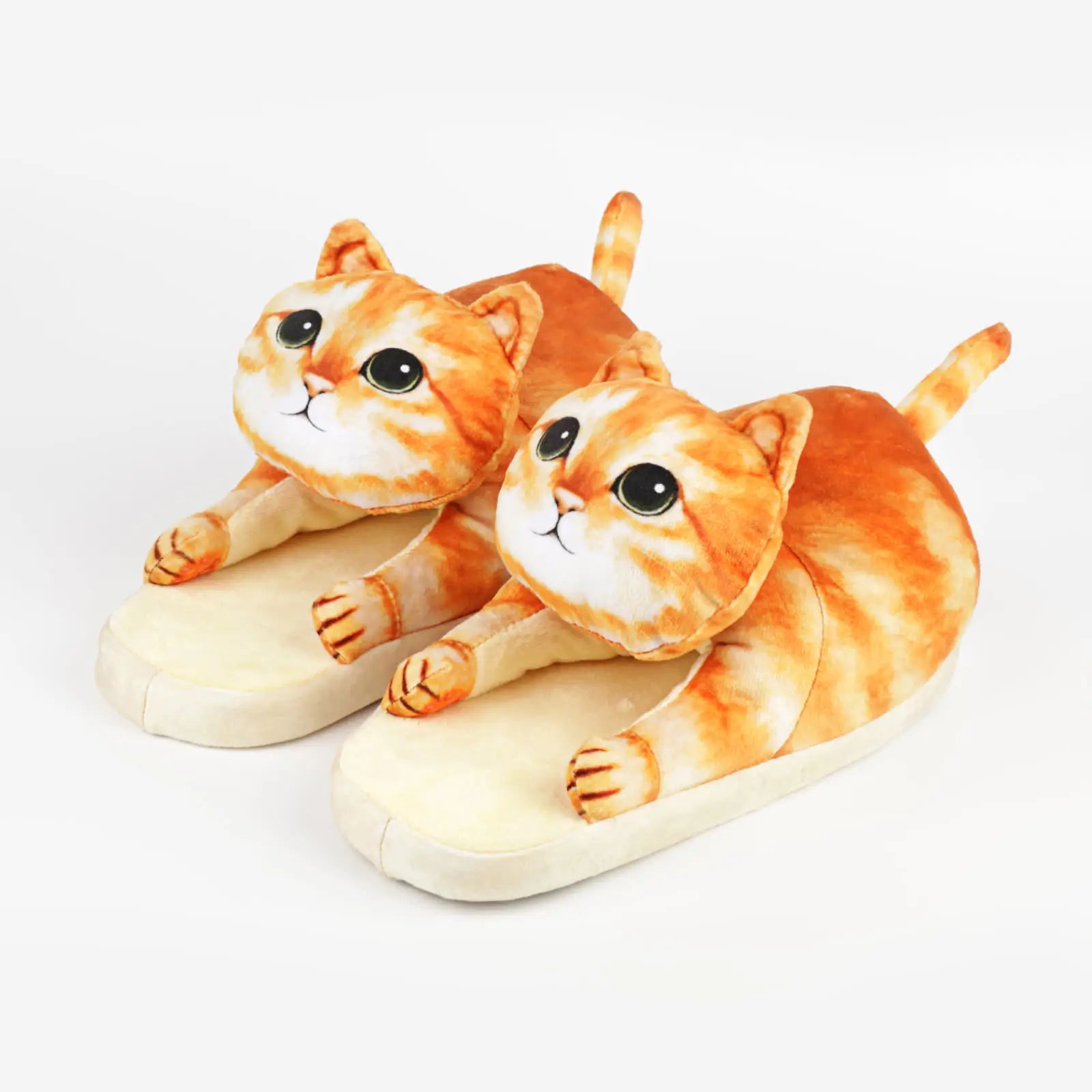 Creative Plush Cat Slippers Soft Kids Realistic Cat Scrawl Warm House Shoes Cute Cat Slipper