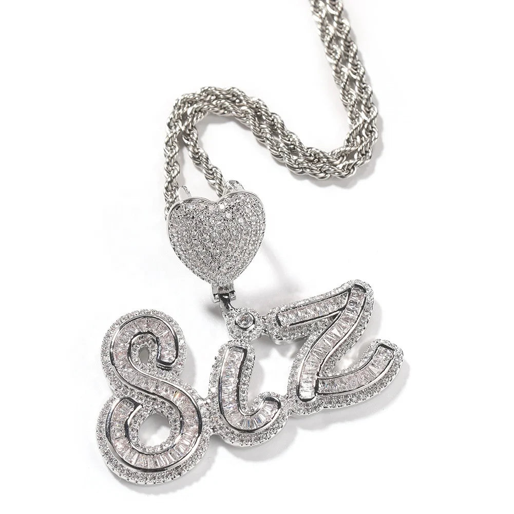 Custom Gold-Plated Brass Hip Hop Style Unisex Personalized Name Pendant Necklace Iced Baguette CZ Zircon Wedding Party Certified