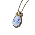Heizun Factory Factory Stock Romantic Design 3D Carved Agate Cameo 18K Gold Plated S925 Tiny Bowknot Pendant Necklace