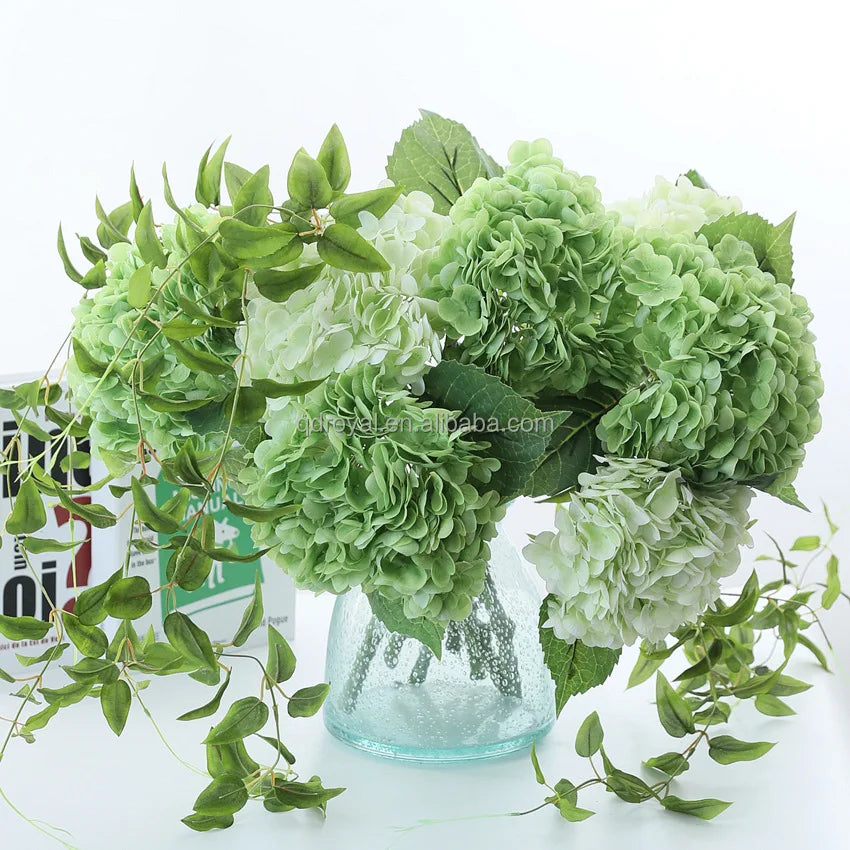 JM401 Popular Wedding Decorative Hydrangea Flower Artificial Green Real Touch Hydrangea for Home Christmas Event Decoration MegaBDM