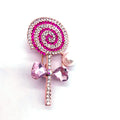 Rose Gold  Clear Crystal Rhinestone Cartoon  Faux Pearl Lollipop Candy Brooch Pin Lapel Pin