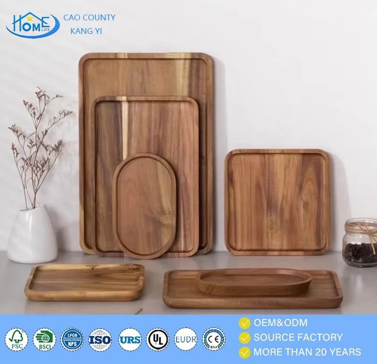 Premium Solid Black Walnut Serving Tray Modern Minimalist Rectangular Wood Tray for Coffee Tea Breakfast Home Office Decor