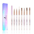 Private Label Customization 7 Pieces Set Acrylic Brushes Nail Art Painting Nylon Hair Rainbow Gradient Handle Nail Art Brush Set