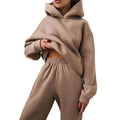 Women's Warm Oversized Hoodie Sweatshirt Set with Jogger Pants Solid Color Casual Tracksuit for Winter Hoodie Blank