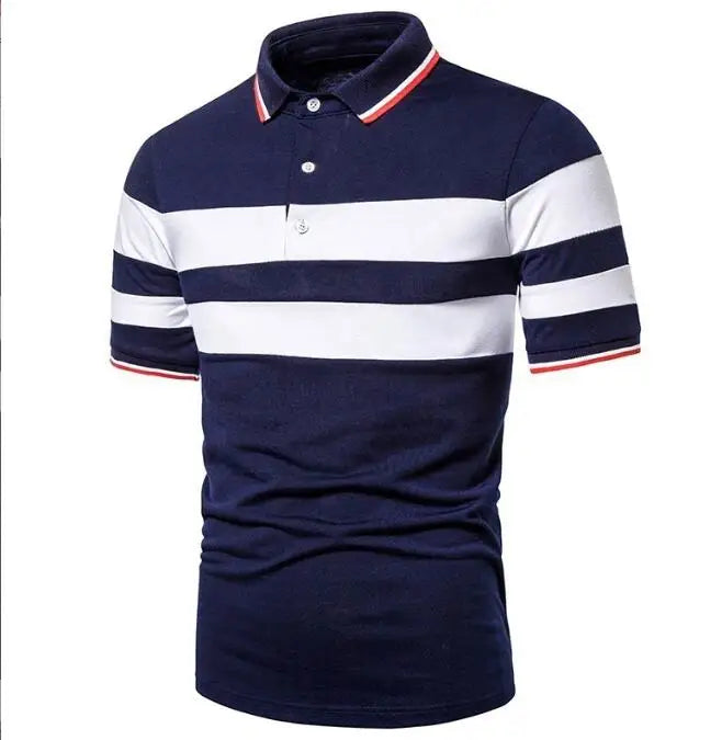 3D Striped Digital Printed Casual Polo Shirt With Short Sleeves Fashionable Button up T-shirt for Men