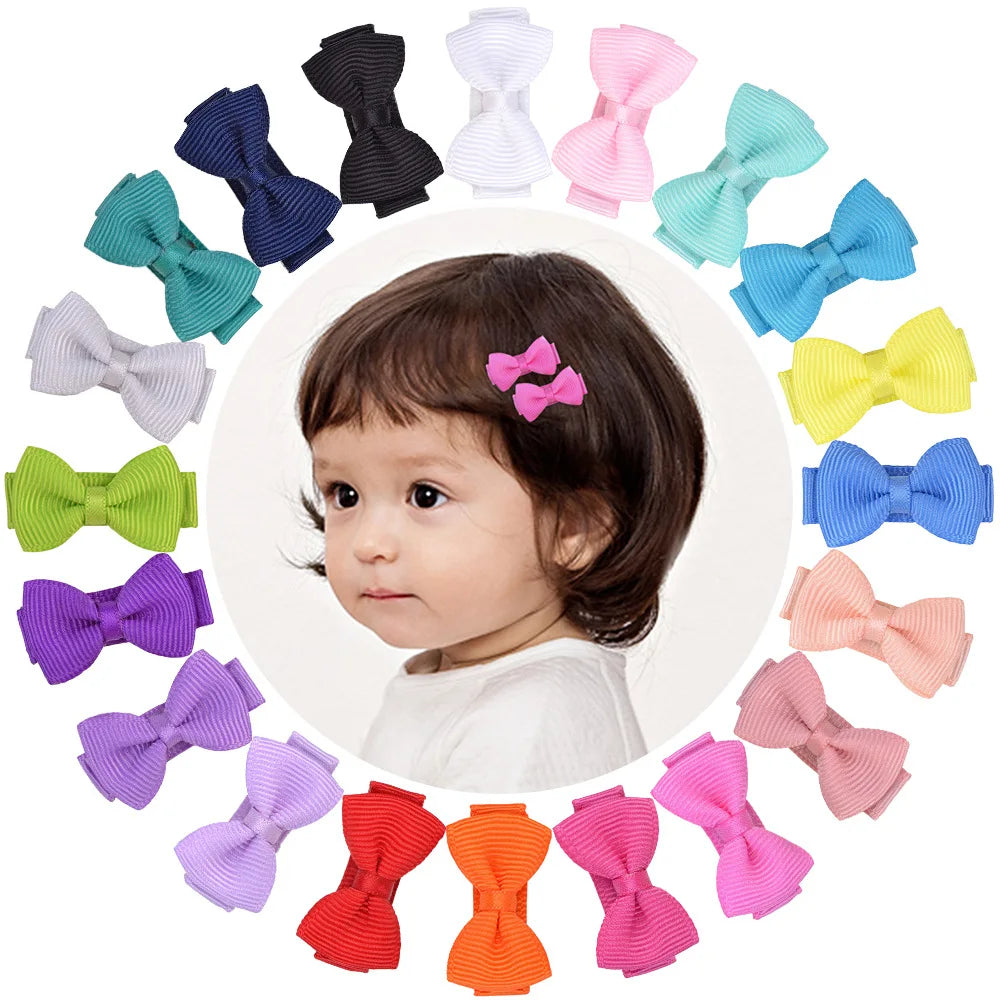 2.2inch Mini Bow Hair Clips for Newborn Baby Girls Ribbon Hair Accessories