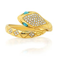 LOZRUNVE Bohemian Antique Silver Turquoise Snake Animal Large Ring 925 Silver Jewelry