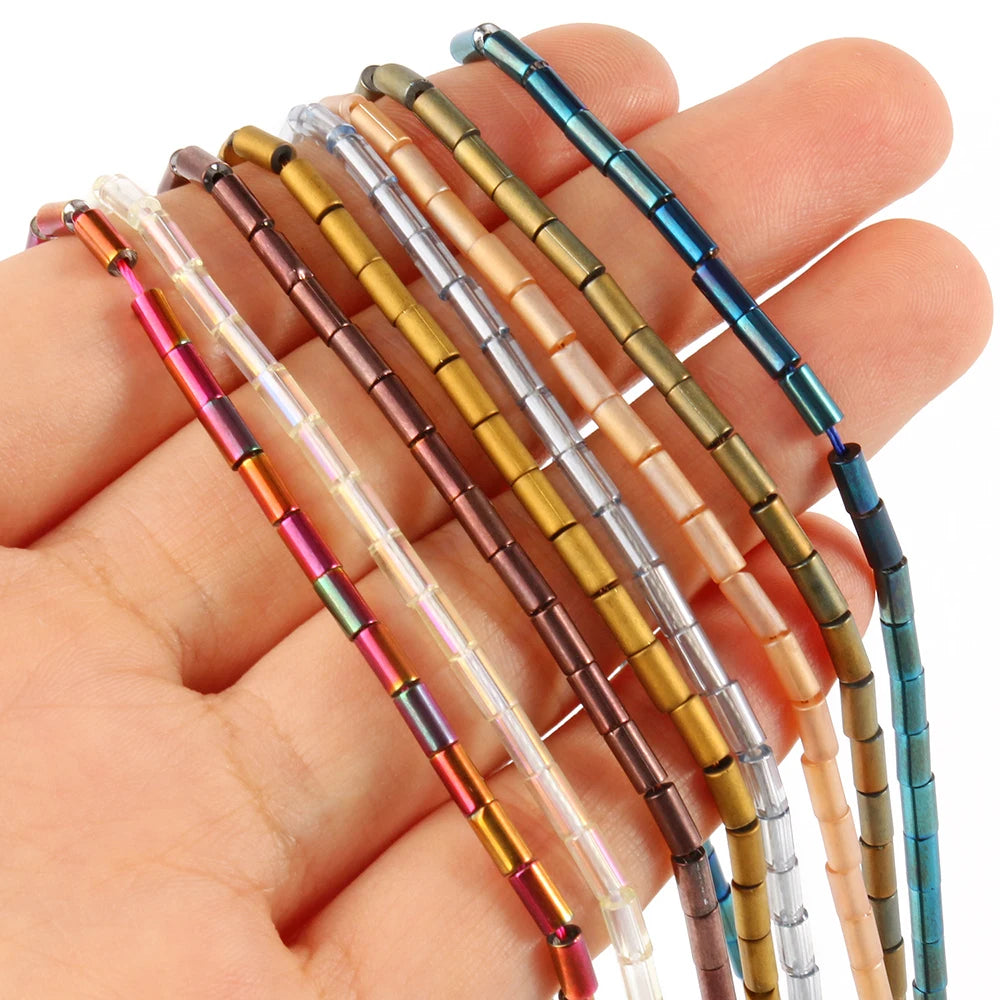 Multi Colors 5*3MM Thin Cylinder Shape Electroplated Crystal & Glass Loose Beads 38cm Strand for Bracelet DIY Making 15''