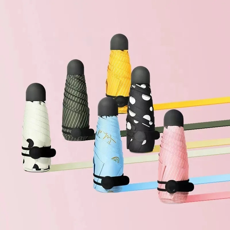 Tiny Daisy Sunblock Sunshade Mini 5 Fold Umbrella UV Protection Waterproof  Travel Compact Folding Reverse Umbrella