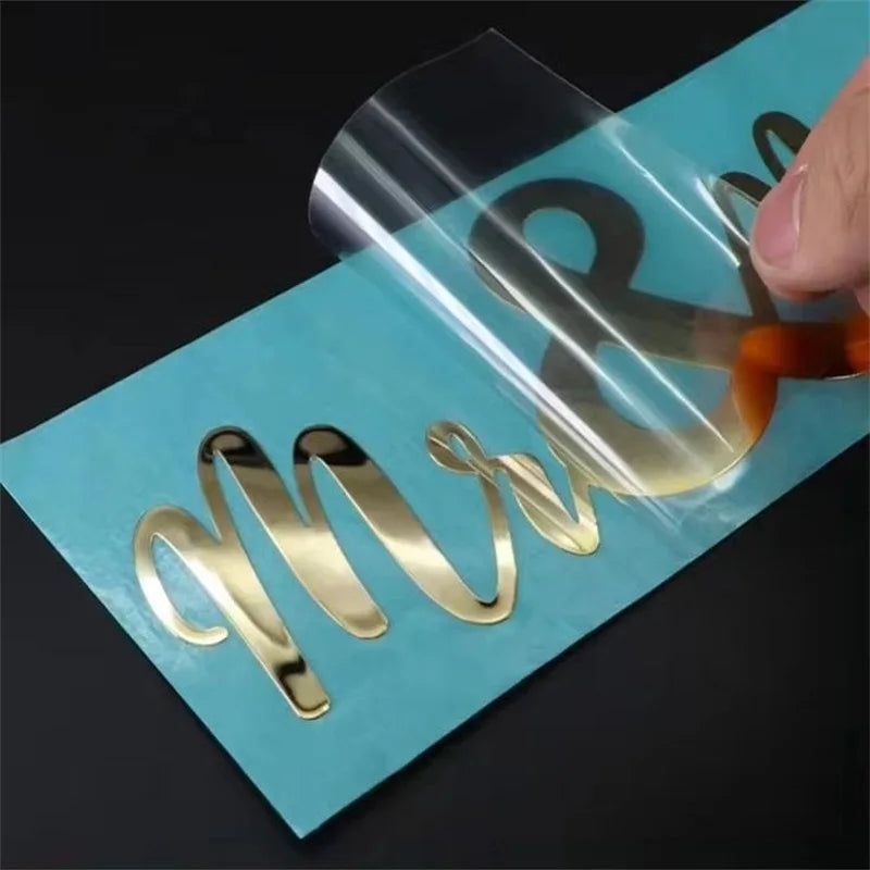 Custom Printed Clear 3D Metal Sticker UV Transfer Labels with Gold & Silver Foil Vinyl Logo for Packaging & Labels