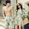 Women Bikini Dress Men Beach Swim Trunks Print Custom OEM Service Adults New Fashion Couples Swimsuit Cover-up Three Pieces
