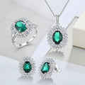 Micro Pave Green Emerald Ring Earrings Necklace Jewelry Displays for Store Luxury Cubic Zirconia Set