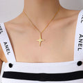 NS1209 Daily Simple Chic Non Tarnish 18k Gold Plated Surgical Titanium Stainless Steel CZ Pave North Star Necklace for WOmen