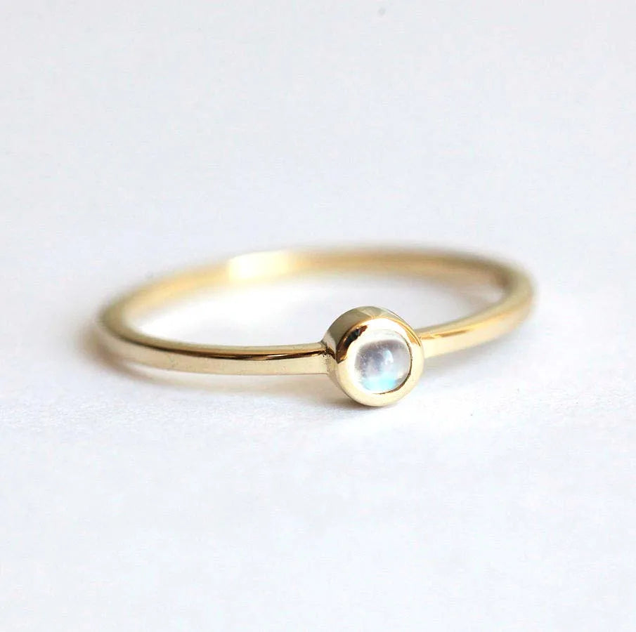 Milskye Amazing Simple Fine Fashion Jewelry for Women 925 Silver 18K Gold Moonstone Rings