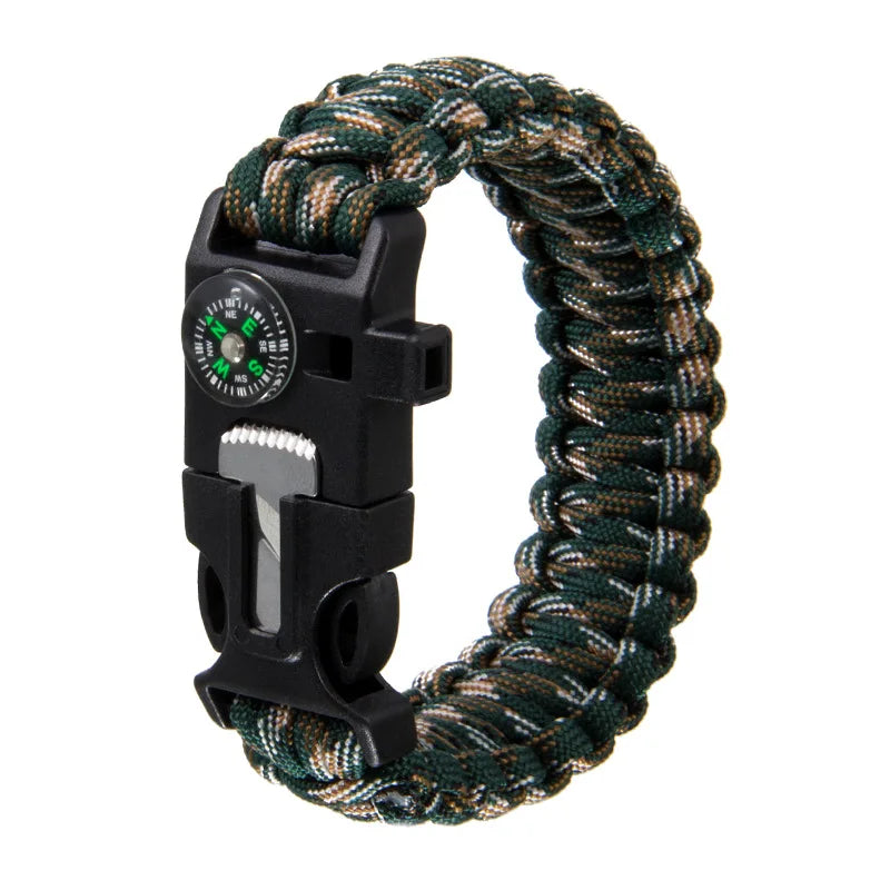High Quality Outdoor Flint Fire Starter Adjustable Paracord Survival Bracelet with Dial Display Pointer