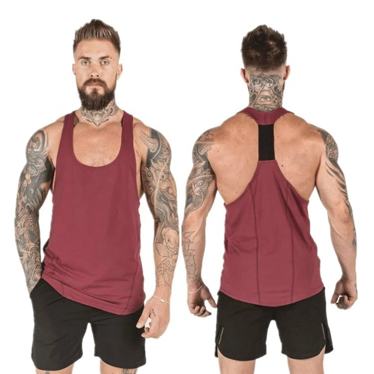 Oem logo Custom Solid Plain Bodybuilding Fitness Workout Gym Stringer Vest Men's  Singlet Sports tank Tops Athletic tank Top