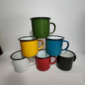 12oz 350ml Portable Durable Cups Wide Handle Smooth Rim Minimalist Small Enamel Tea Coffee Cups Indoor Outdoor Business Gifts