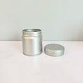 Round Matcha Tin Can Food Grade Matcha Tea Metal Tin Silver Metal Food Packaging Containers