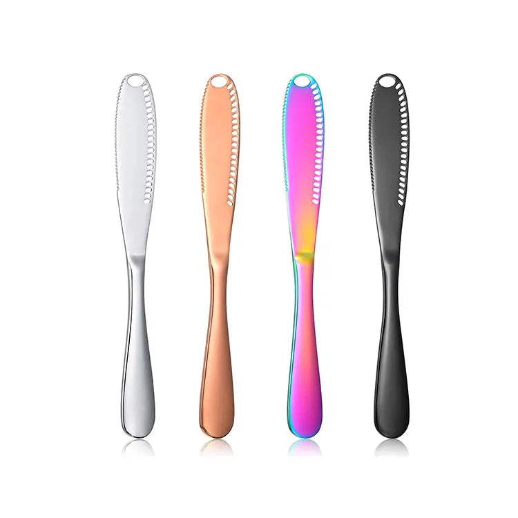 Customized Logo PVD Titanium Plated Cheese Butter Knife 3 in 1 Stainless Steel Butter Knife Spreader