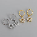 New Trendy Hollow Star Shape 18k Gold 925 Sterling Silver Fashion Women Hoop Earrings