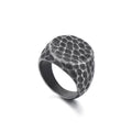 KALEN Men Retro Gold/Silver/Black Stainless Steel Square Pitted Surface Jewelry Ring