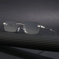 Metal Transparent Rimless Square Frameless Sun Glasses Vintage 90s Custom Logo Small Rectangle Famous Luxury Rimless Sunglasses