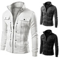 Men's Casual Slim Coat Stand-Up Collar Zipper Cardigan Short Flannelette 100% Polyester for Autumn