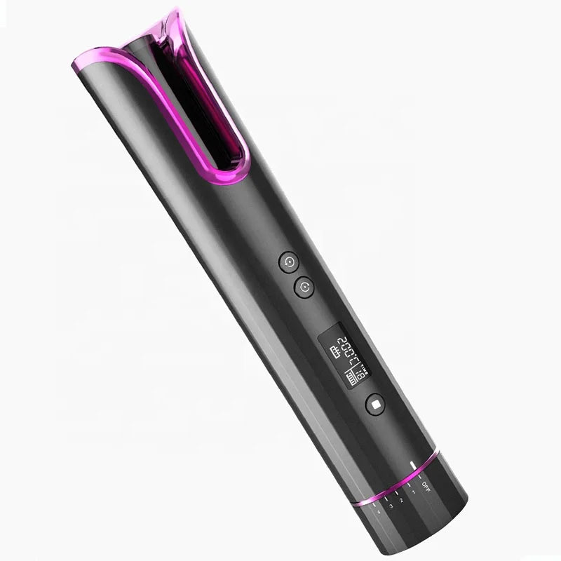 USB Rechargeable Auto Cordless Magic Hair Curler 40W LCD Ceramic PTC Wireless Automatic Curling Iron