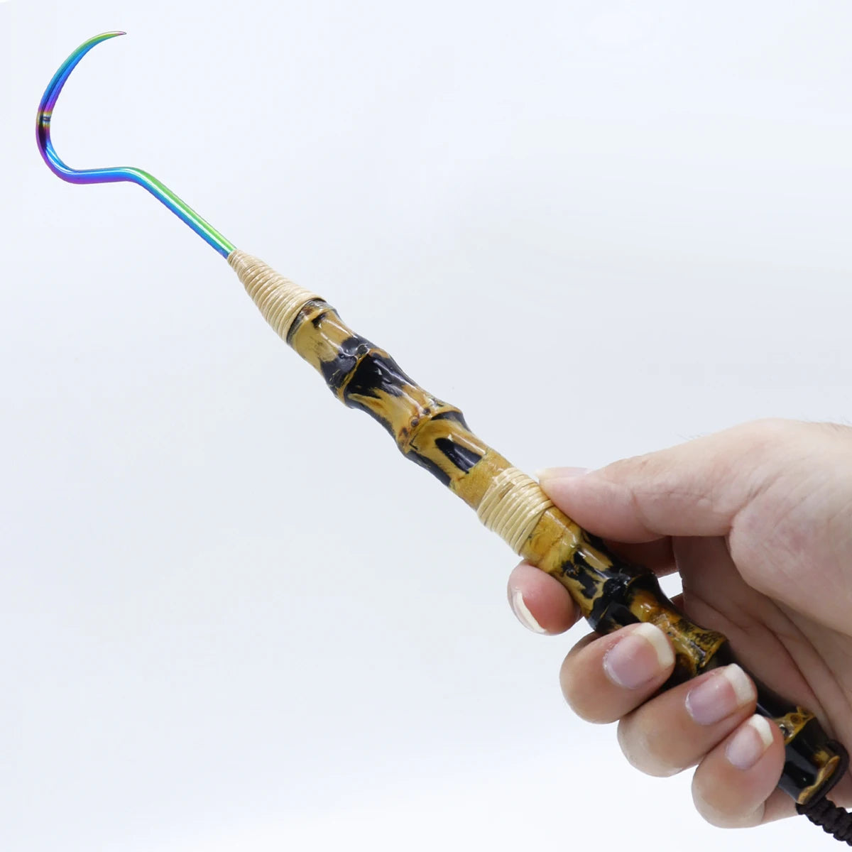 Ice Fishing Hook Fishing Gaff Spear Hook 27cm With Bamboo Handle Tackle Fishing Gaff