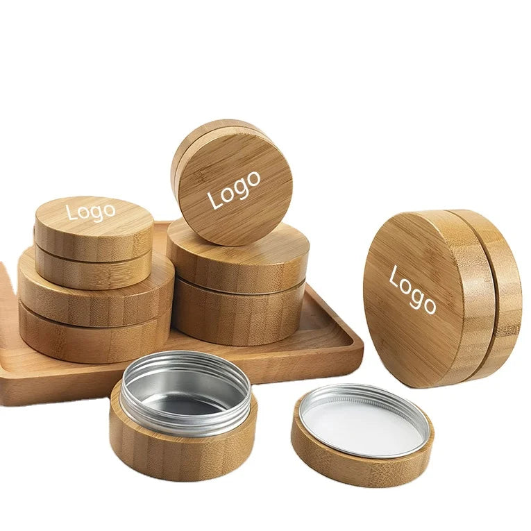 Bamboo Wooden Cosmetic Packaging Jars & Split Bottles with Flip Top Cap Child-Proof Custom Logo