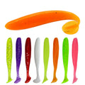 Wholesale 5.5/7/9/12cm Double Color T Tail  Shrimp Smell Silicone Baits Soft Worm Fishing Lures