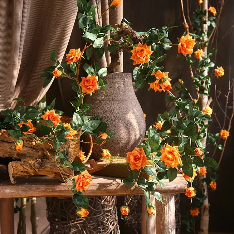 L194 2023 Hot Sale Colorful Long Size Flower Vines Garland Artificial Flowers Vine for Home Hotel Wedding Decoration