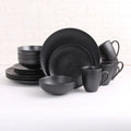 Wholesale 1pc High-fired Porcelain Black Matte Retro Minimalist Plates Bowls Eco-Friendly Scratch Resistant Irregular Shape
