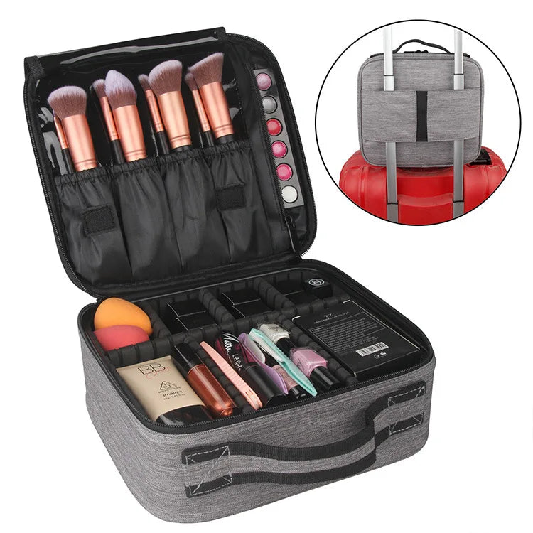 Multi Compartment Professional Cosmetic Storage Bag & Case Waterproof Square Travel Makeup Case